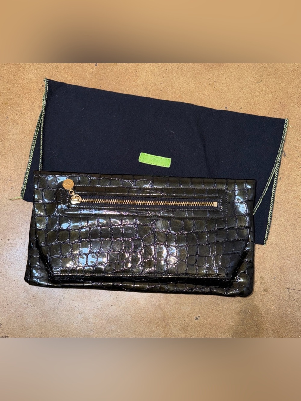 Abas Alligator Leather Magnetic Clutch Black